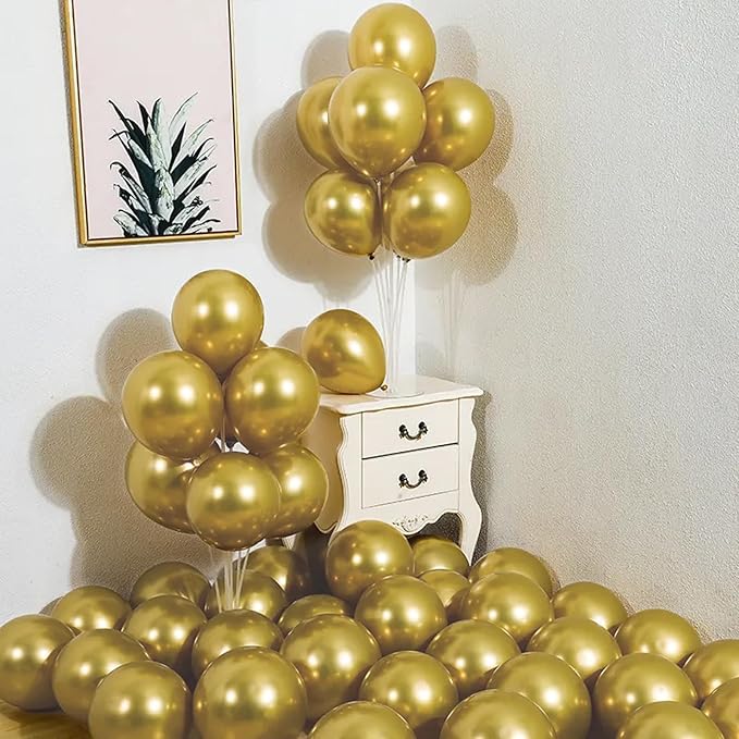 140pcs Gold Balloon Arch Kit, Gold Balloons of Different Sizes Pack of 18 12 10 5 Inch Party Balloon Kit for Birthday Party or Balloon Arch as Graduation Wedding Baby Shower Party Decorations