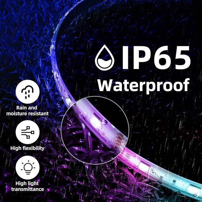 DAYBETTER Waterproof Led Lights for Bedroom, 16.4ft Led Strip Lights, 150 LEDs Color Changing RGB 44 Keys Remote Controller, 12v for Outdoor Room Home Party Christmas Decoration