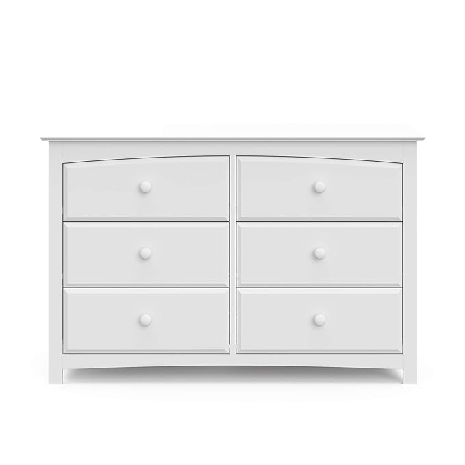 Storkcraft Kenton 6 Drawer Double Dresser (White) For Kids Bedroom, Nursery Dresser Organizer, Chest Of Drawers For Bedroom, Universal Design For Children’s Bedroom