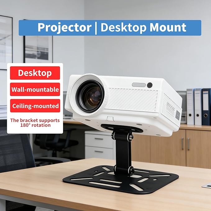 Projector Stand, Desktop and Ceiling Bracket, Ceiling Projector Mount, Adjustable 180-Degree Rotation, Dual Universal Joints (Mini Projection Desktop Stand)