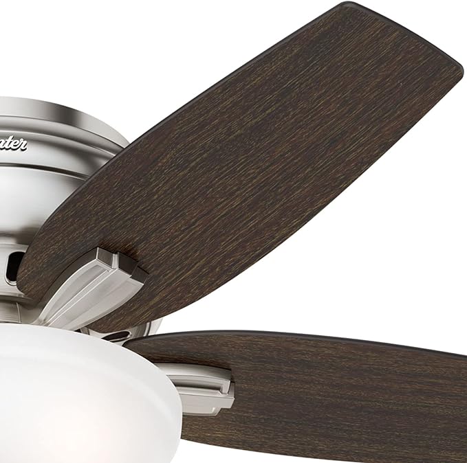 Hunter Fan Company, 51082, 42 inch Newsome Brushed Nickel Low Profile Ceiling Fan with LED Lights and Pull Chain