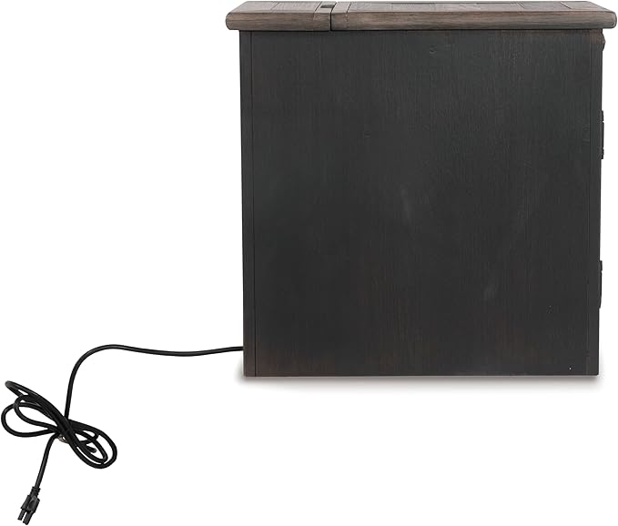 Signature Design by Ashley Tyler Creek Rustic Chair Side End Table with Pull-Out Tray & USB Ports, Brown