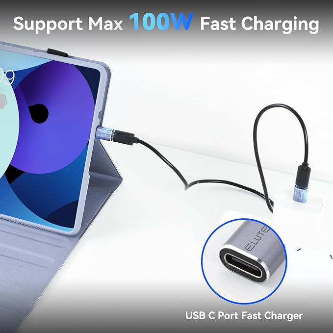 ELUTENG 3 Pack USB C to USB C Adapter USB 4.0 40Gbps Male to Female Adapter 100W Fast Charging Type C Connector, 8K 60Hz Video for MacBook Pro/Samsung Galaxy