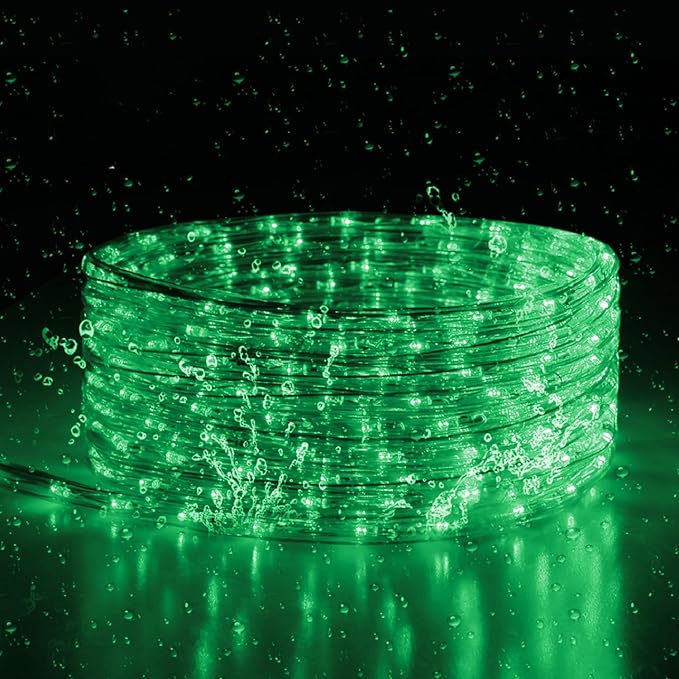 Green LED Rope Light, 20Ft LED Strip Lights Outdoor Waterproof Decorative Lighting for Indoor/Outdoor Decorations, Deck, Patio, Party and Bedroom Decorations