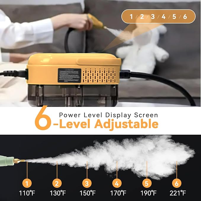 Steam Cleaner with 3-Level Adjustable Handle, 10s Fast Heat-Up, 2500W Pressurized Steamer for Home Cleaning, Handheld Steam Cleaner for Grout, Tile, Couch, Car, Grease, 41oz Tank