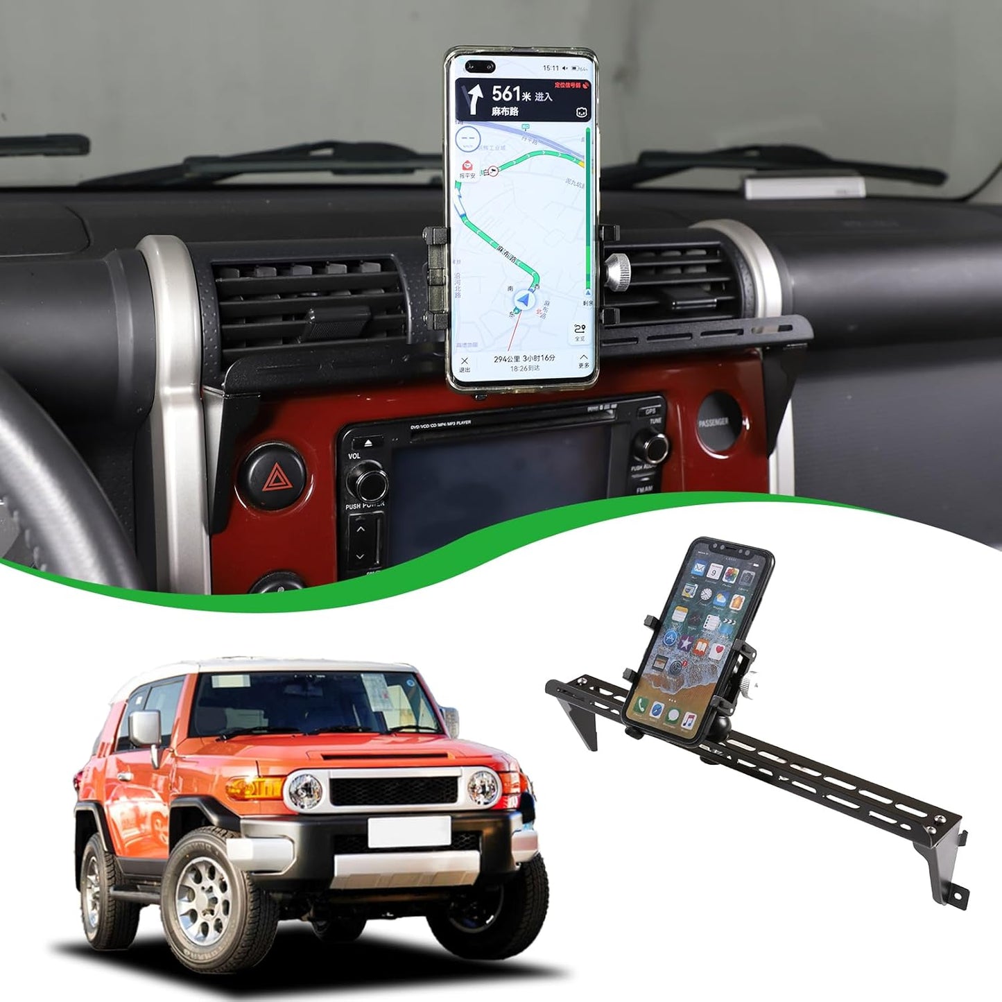 HAPPYHORSE Car Phone Stand for Toyota FJ Cruiser 2007-2021, Hands-Free Dashboard Multifunctional Phone Stand Accessories
