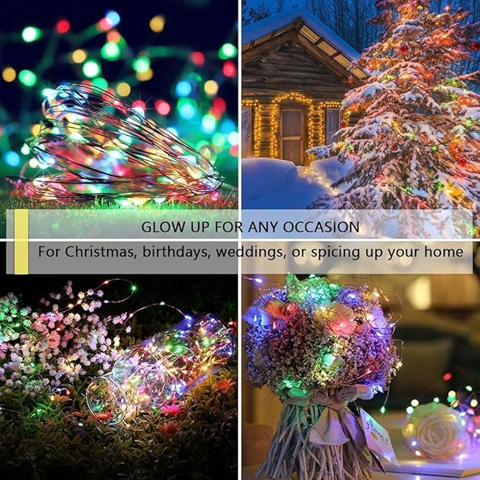 Sanniu Led Fairy Lights Battery Operated, 2 Packs Mini Battery Powered Copper Wire Starry String Lights for Christmas,Bedroom,Wedding,Parties,Patio,Indoor,Home Decoration (5m/16ft Multicolor)