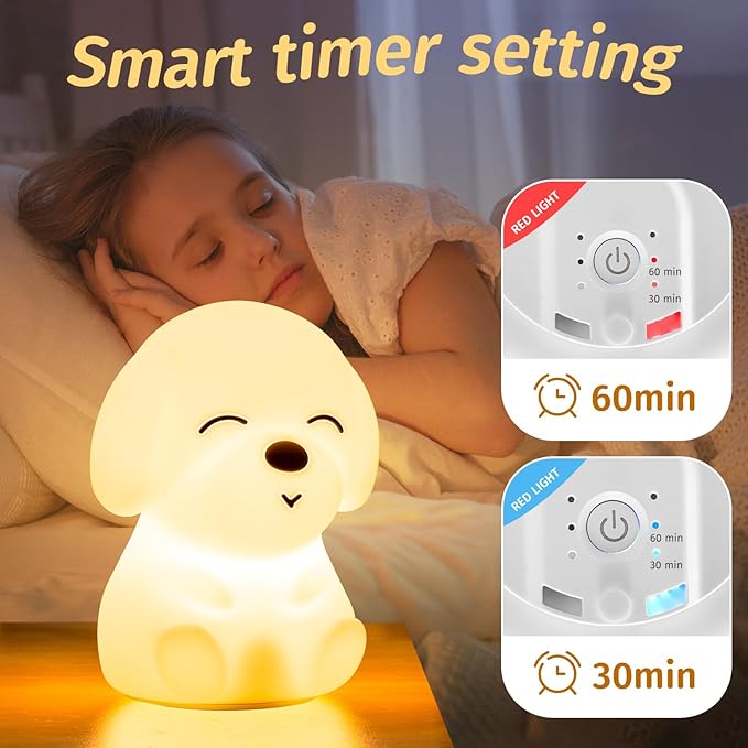 Mubarek Dog Night Light,Remote+16 Colors+Timer+Rechargeable Dog Night Light for Kids Nursery Decor, Cool Kawaii Silicone Puppy Unique Lamps Puppy Gift Ideas Puppy Gifts Unique Home Decor