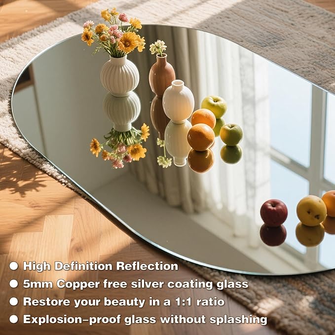 33" x 20" Oval LED Mirror for Bathroom, Backlit Vanity Mirror with Lights, Frameless Smart Wall Mirror, 3 Colors Stepless Dimmable, Anti-Fog, Shatterproof, Memory, CRI95+(Horizontal/Vertical)