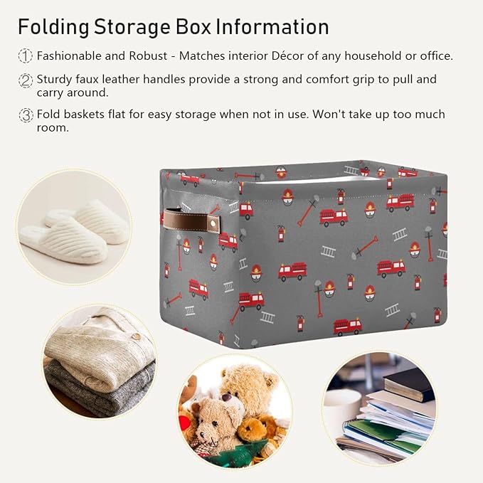 Storage Basket Bin Firefighter Equipment and Tools Organizer Basket Collapsible Shelf Basket Cube with handle for Nursery Bedroom Bathroom