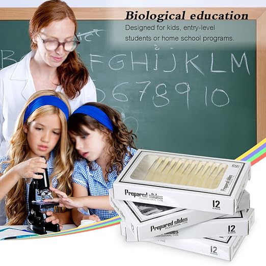 Prepared Plastic Microscope Slides with Specimens for Kids, Microscope Sample Slides Full Range of Animal/Plant/Insect/Blood Biology Slides Gift Set for Kids Microscope (60PCS)