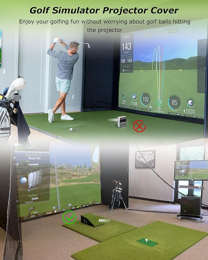 Golf Simulator Projector Cover Enclosure, Floor Outdoor Mounted Enclosure, With Cooling Fan and Artificial Turf to Better Protect The Golf Simulation Projector