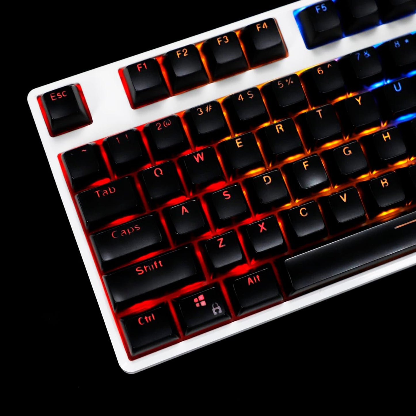 YMDK 104 Key SA Profile ANSI ISO Double Shot Keycaps for Standard MX 104 87 61 Keyboard (Black)