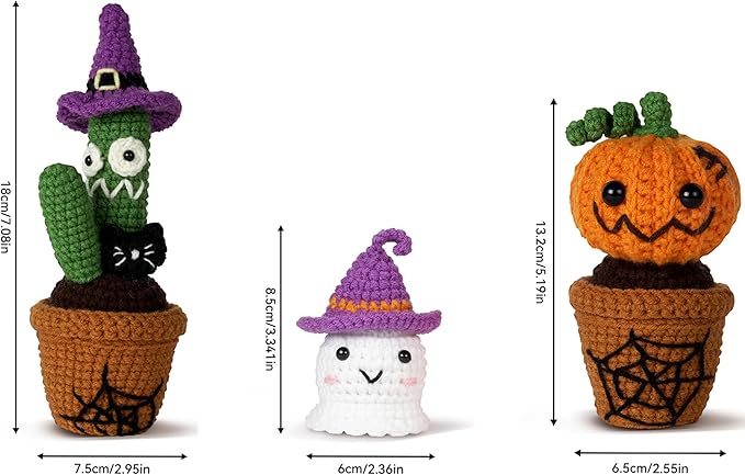 Wizardi Amigurumi DIY Crochet Kit - Halloween Plants with Ghost F07N8-M226