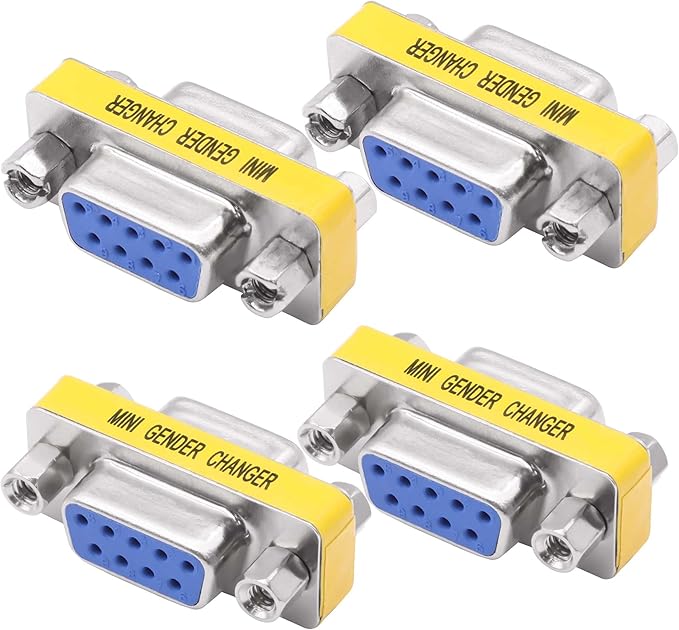 DB9 Gender Changer Solderless Connector Female to Female Adapter Mini RS232 D-SUB 9 Pin Serial Cable Coupler-4pcs