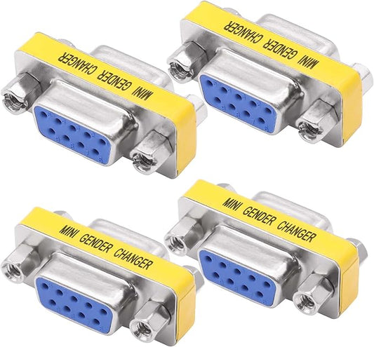 DB9 Gender Changer Solderless Connector Female to Female Adapter Mini RS232 D-SUB 9 Pin Serial Cable Coupler-4pcs