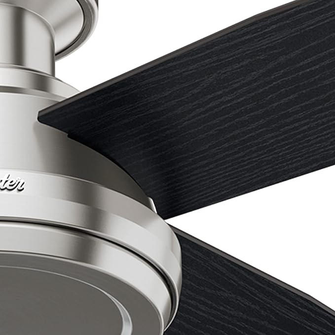 Hunter Fan Company 59247 Dempsey 52 inch Ceiling Fan with Light and Remote, Low Profile Indoor, Brushed Nickel Finish