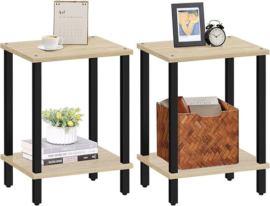 TUTOTAK End Table, Set of 2, Side Table, Nightstand, 2-Tier Storage Shelf, Sofa Table for Small Space, Living Room, Bed Room TB01BO035