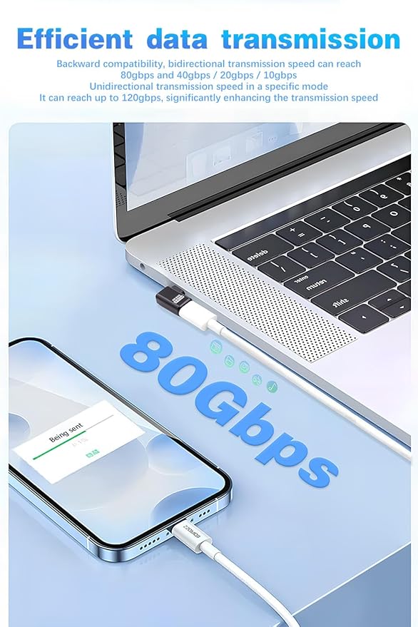 Duttek 80Gbps Right Angle USB-C Adapter, Up to [8K@60Hz Video, 240W Charging, 80Gbps Data Transfer] 90 Degree USB C Extender Adapter for Thunderbolt 5/4, iPhone 16, Steam Deck 2 Pack