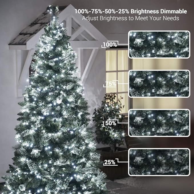 Brizled Color Changing Christmas Lights, 65.67ft 200 LED Cool White & Multicolor Christmas Lights, 11 Modes Remote Dimmable 29V Safe Adapter Outdoor Christmas Tree Lights String for Xmas Party Tree