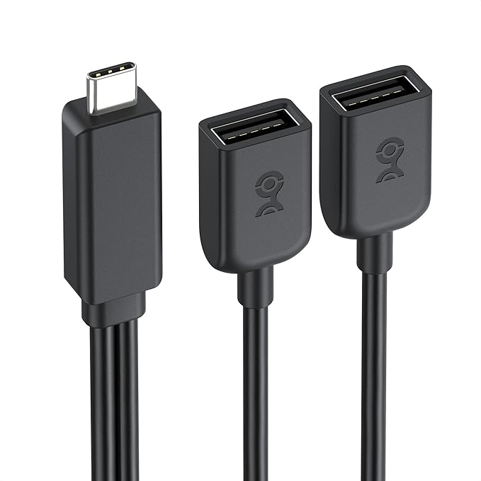 Cable Matters USB-C Male to Dual USBA Female Splitter 1 in 2 Out - 1ft, USBC to USB Splitter Hub with 480Mbps Data Transfer, BC 1.2 Charging Support