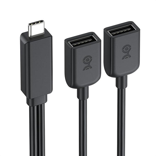 Cable Matters USB-C Male to Dual USBA Female Splitter 1 in 2 Out - 1ft, USBC to USB Splitter Hub with 480Mbps Data Transfer, BC 1.2 Charging Support