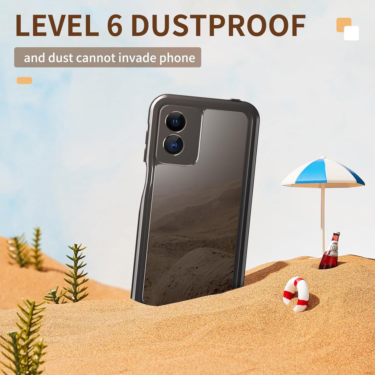 Motorola Moto G Play 2024 Waterproof Case, Full-Body Slim Shockproof TPU PC Hybrid Cover with Hand Strap