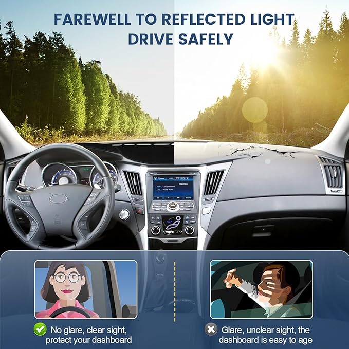 Dashboard Cover Mat Custom Fit for Hyundai Sonata 2011 2012 2013 2014 Dash Cover Nonslip Dash Mat Protector Sunshade No Glare Black