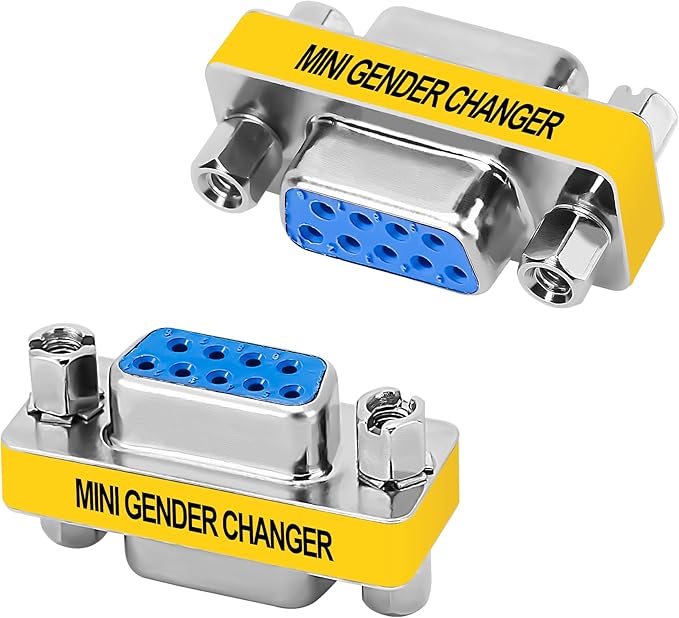 9-Pin DB9 Coupler 2 Pack, 9-Pin DB9 Female to Female Adapter Connector, Mini Gender Changer Extender Support 1080P Full HD-RS232 Serial Cable Coupler for Data Transfer