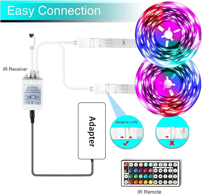 hyrion 100ft LED Strip Lights, Ultra Long SMD 2835 Led Lights Strip with 44 Key Remote,24 Volt Dimmable RGB Color Changing Tape Lighting for Bedroom,Living Room,Home Decor(44 Key Remote+50ft*2)