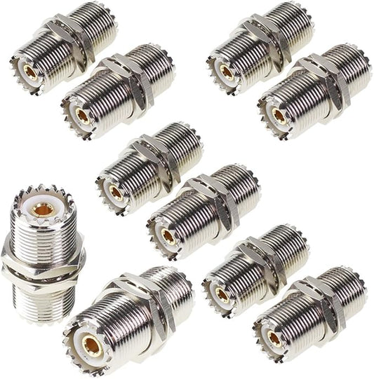 UHF Connector Female Nut Bulkhead Panel Mount to SO239 Jack Coaxial Coax Cable Adapter Plug for PL-259 (Pack 4Pcs)
