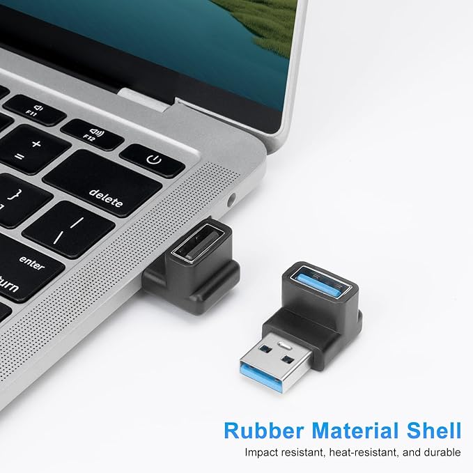 USB 3.1 Adapter 90 Degree (2 Pack), Up and Down Angle 90 Degree USB3.1 Type A Male to USB-A Female Adapter USB Coupler Adapters, Fast Charging Converter OTG (USB 3.1 Up Down)