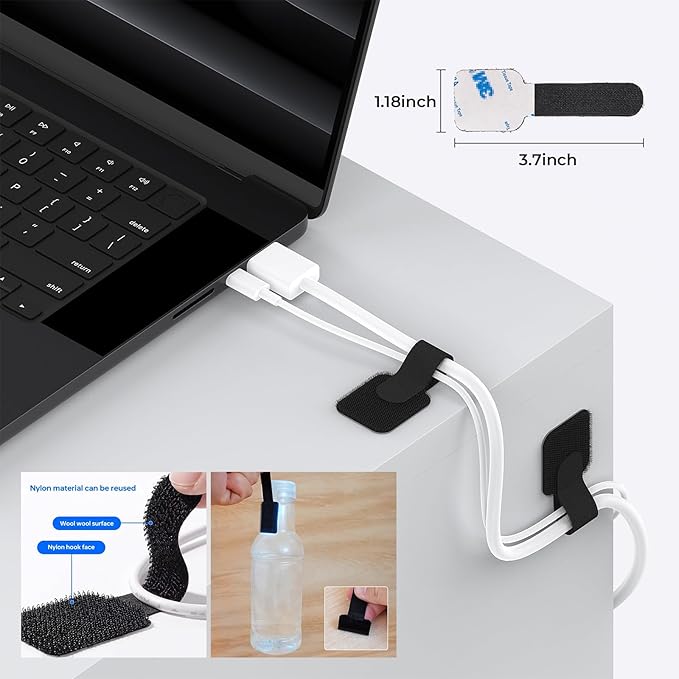 Cable Management Organizer Kit, Desk Cable Organizer, Cable Management Under Desk, Wire Management and Cord Organizer for Home, Office, Standing Desk