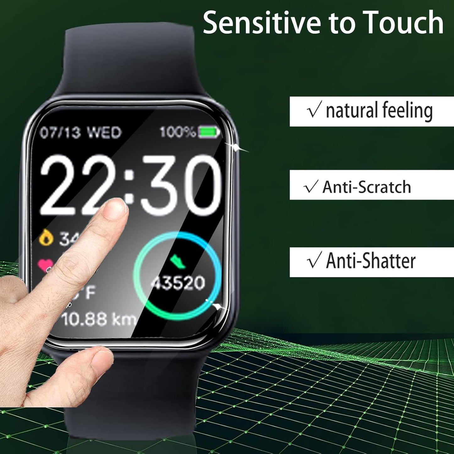 Lamshaw [3 Pack] Full Coverage PET Screen Protector for Digeehot H39r Smartwatch, Compatible with MgaoLo H39R