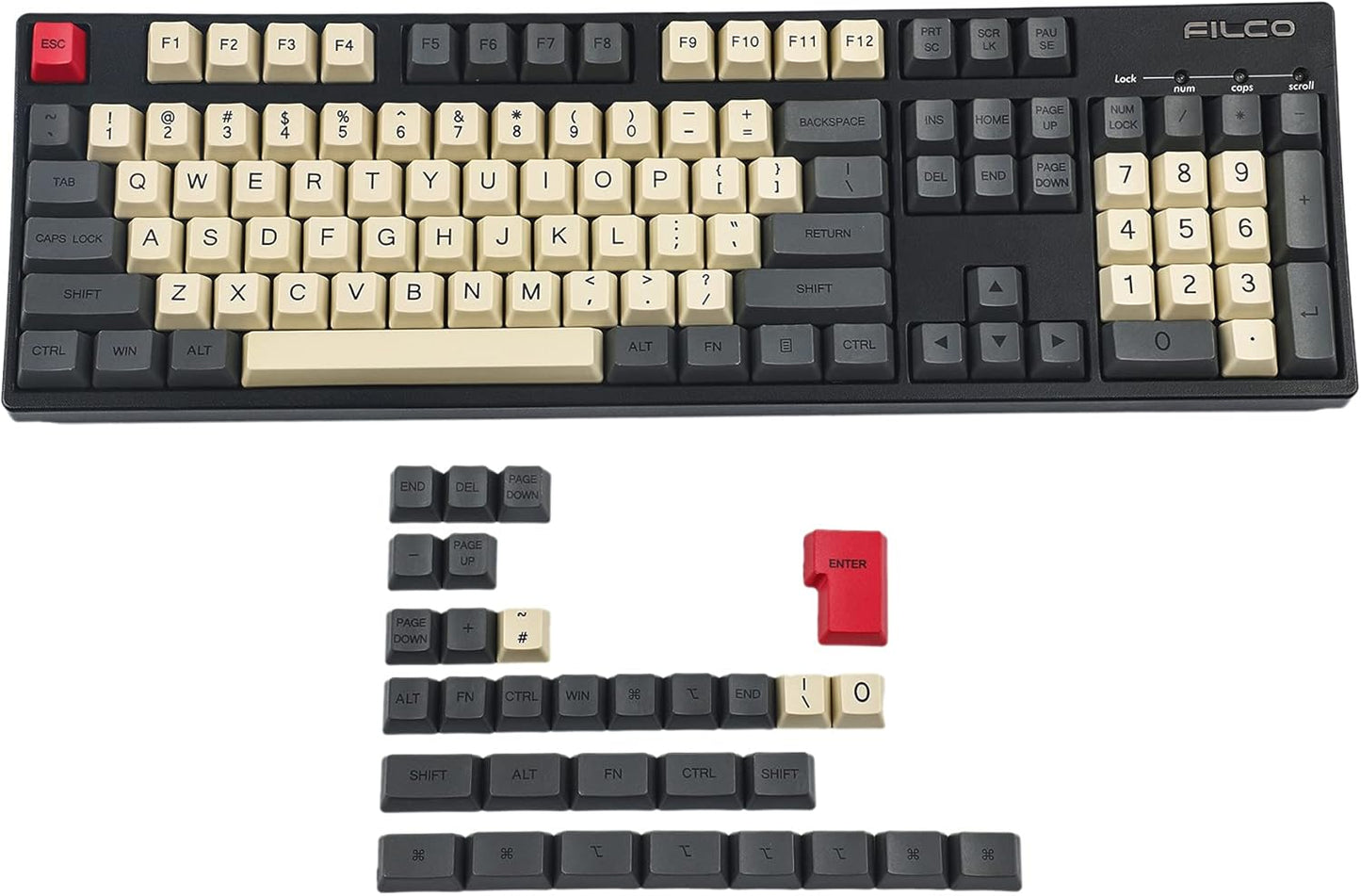 YMDK Dye Sub Carbon 96 84 ANSI ISO Keycaps - OEM Profile Thick PBT Mac Keycap Set for MX Keyboards