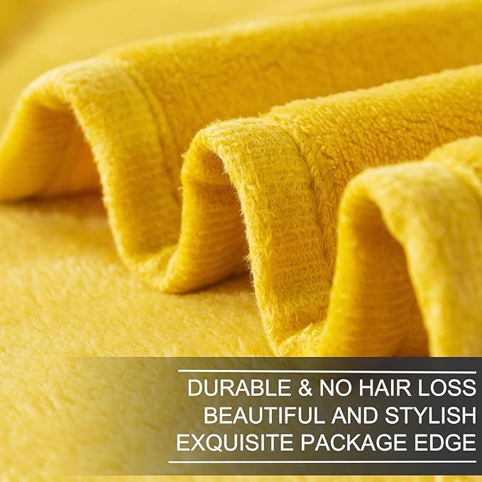 Fleece Blankets for All Season - Premium Lightweight Anti-Static Throw for Travel Size Bed Extra Soft Brush Fabric Warm Sofa Thermal Blanket 51" x 60"(Yellow)