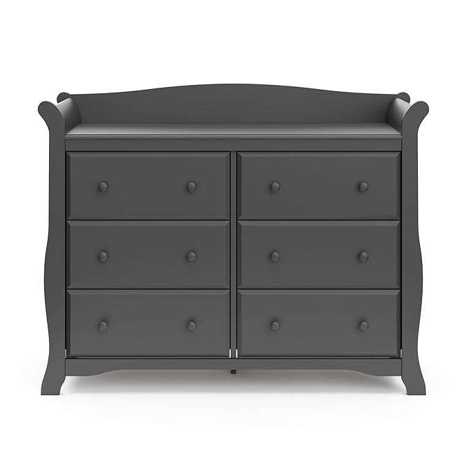 Storkcraft Avalon 6 Drawer Double Dresser (Gray) – Nursery Dresser for Kids Bedroom, Chest of Drawers