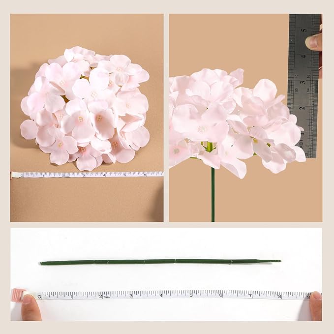 Auihiay 64pcs Hydrangea Artificial Flowers, Silk Hydrangea Heads with Stems, Pink Hydrangea Flowers for DIY Wedding Centerpiece Baby Shower Home Party Decor (Pink)