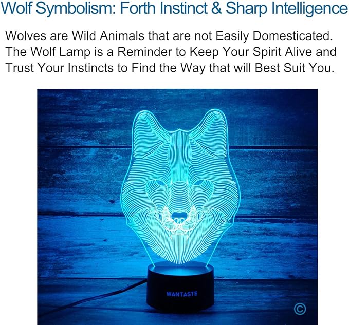 Wolf 3D Decor Lamp with Remote, Toys for Girls Boys Room, 7 Colors Changing Night Light Bedside Gifts for Kids Baby