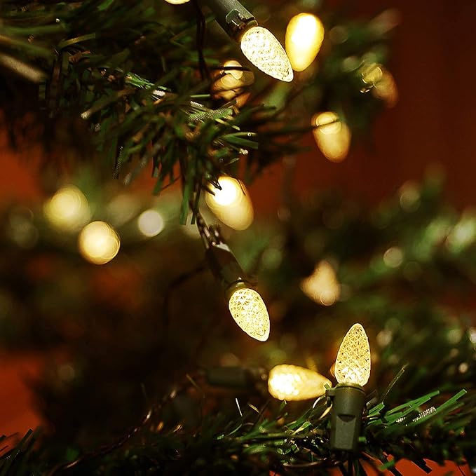 Battery Operated String Lights - 18ft 50 LED C3 String Lights Christmas Lights Battery Powered String Lights for Indoor Outdoor Christmas Tree Wreath Party Decoration, Waterproof, Warm White 2 Pack