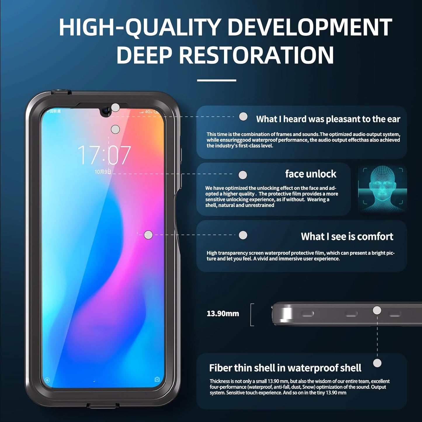 Motorola Moto G Play 2024 Waterproof Case, Full-Body Slim Shockproof TPU PC Hybrid Cover with Hand Strap