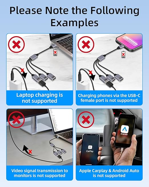 USB A Splitter Cable 3 Port 1 Male to 3 Female,1 in 3 Out USB Extender Hub Data & Power Charging USB 2.0 Extension Cable for Car,Laptop,Keyboard,Mouse(25CM)