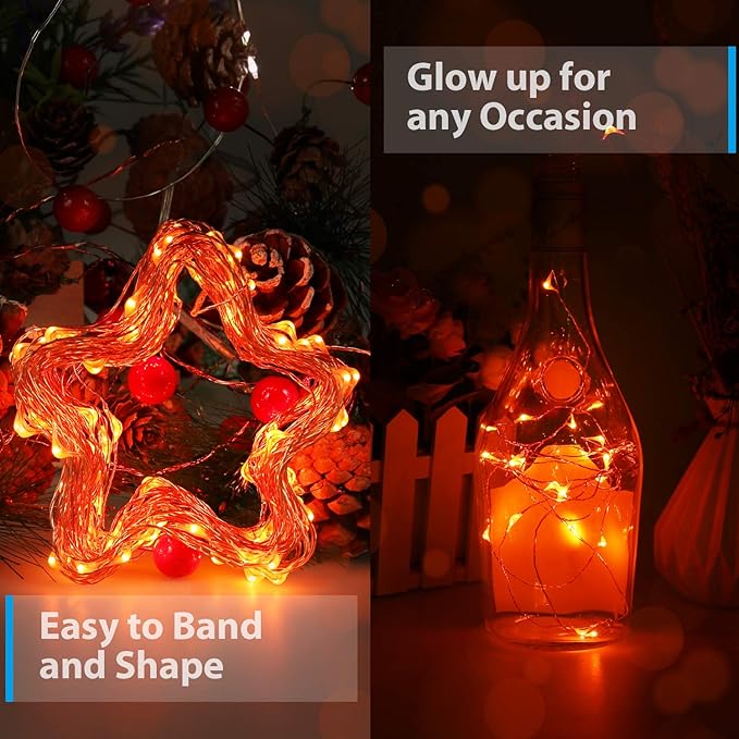 Halloween USB LED Fairy String Light, 1 Pack Copper Wire Fairy Lights for Indoor, Bedroom Festival Christmas Wedding Party Patio Decorative Window with USB Interface (32ft./10M,Orange)