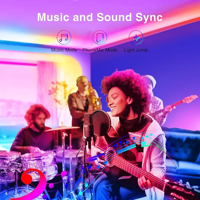 TJOY LED Lights for Bedroom 100ft, RGB Color Changing Led Strip Lighting with Remote and Smart APP Control, Music Sync Rope Lights via Bluetooth for Kitchen, TV, Room Decor