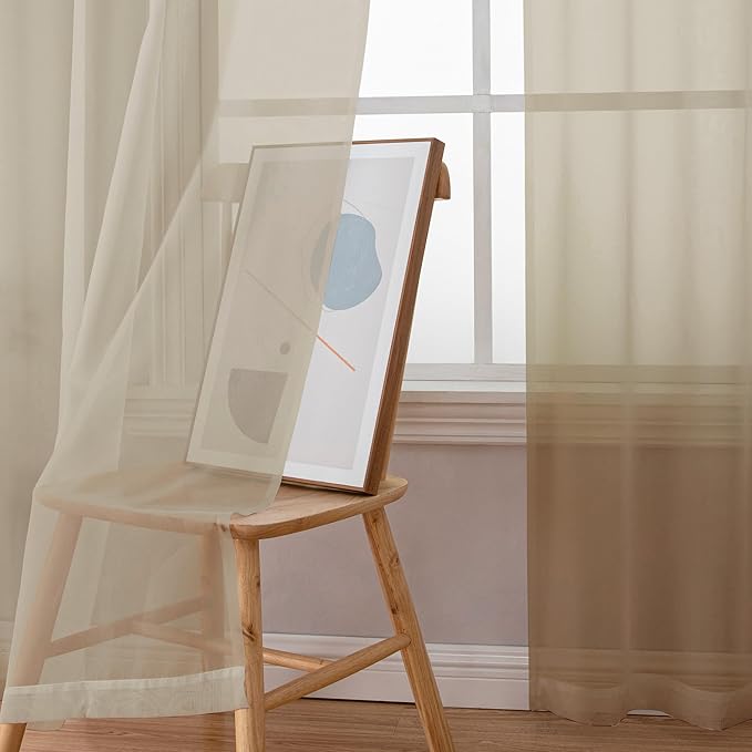 OWENIE Sheer Curtains 63 inch Length 2 Panels Set, Light Weight Soft Solid Light Filtering Fimly Sheer Curtains for Bedroom/Living Room/Dining Room/Nursery, Rod Pocket Window Treatments, 42Wx63L inch