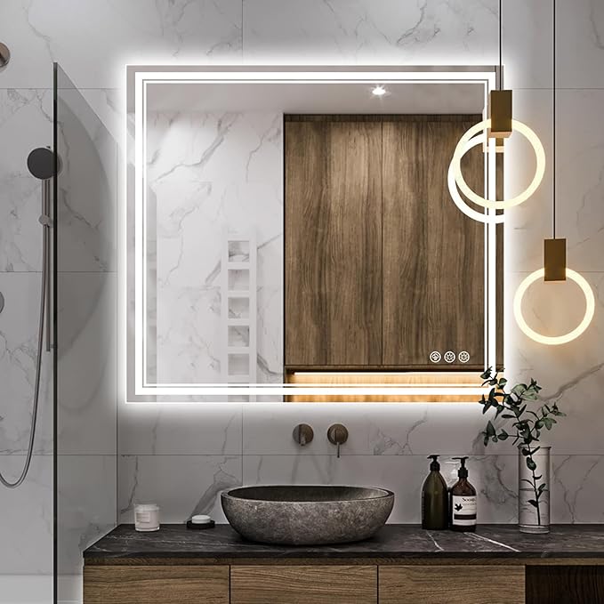 40x36 Inch Led Mirror for Bathroom with Front Light and Backlit, Dimmable Anti Fog Wall Bathroom Mirror with Led Lights, Water Proof, Decor Vanity Mirror