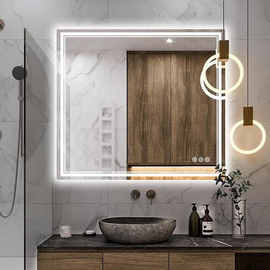 40x36 Inch Led Mirror for Bathroom with Front Light and Backlit, Dimmable Anti Fog Wall Bathroom Mirror with Led Lights, Water Proof, Decor Vanity Mirror