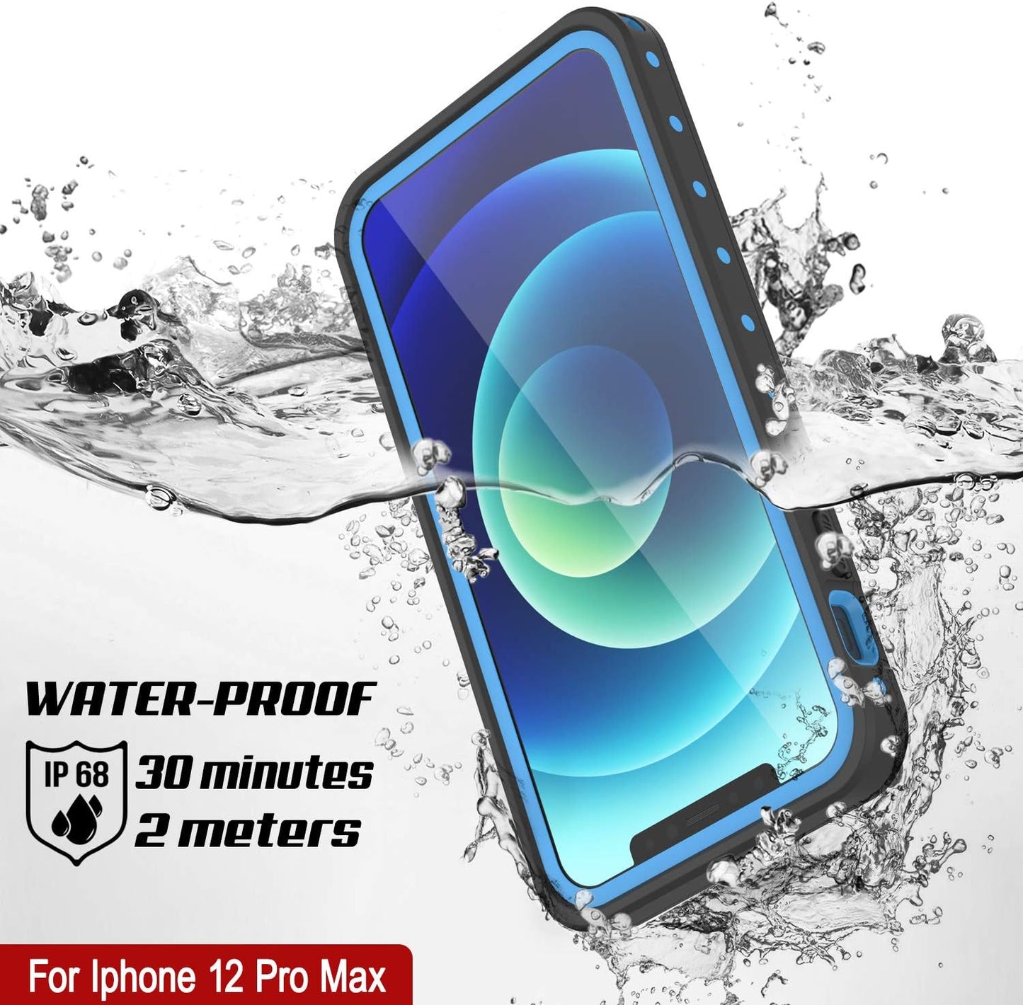 PunkCase 360 Full Body Armor Cover for iPhone 12 Pro Max [StudStar Series] [Slim Fit] [IP68 Certified] [Dirtproof]