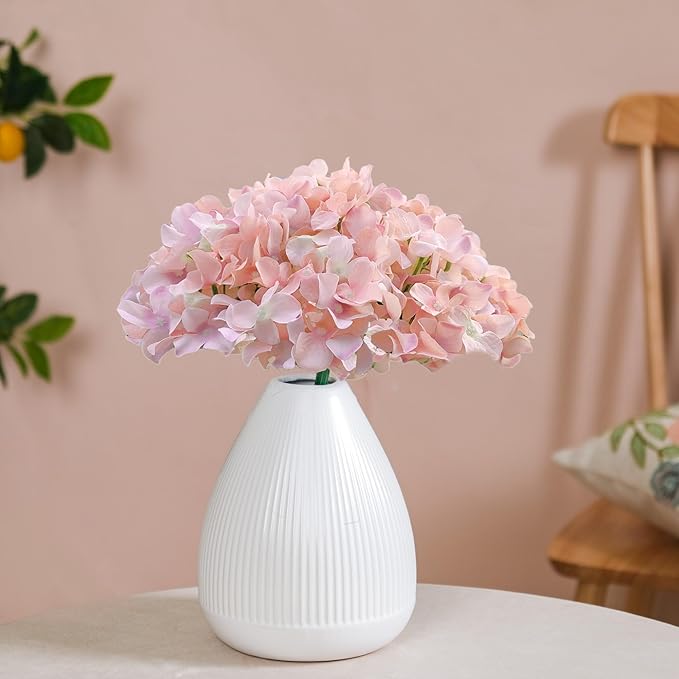 20 Pcs Pink Hydrangea Artificial Flowers Bulk, Faux Hydrangea Flowers Heads, Artificial Fake Silk Hydrangea Flowers with Stems, Pink Flowers Artificial for Decoration Wedding Décor
