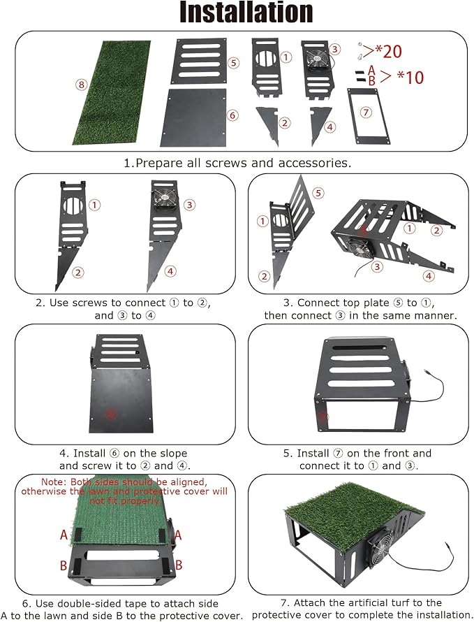 Golf Simulator Projector Cover Enclosure, Floor Outdoor Mounted Enclosure, With Cooling Fan and Artificial Turf to Better Protect The Golf Simulation Projector